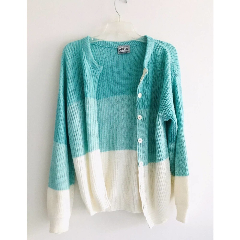Vintage Adele Knitwear | Open Sweater Women's Size M OS Blue Long Sleeves